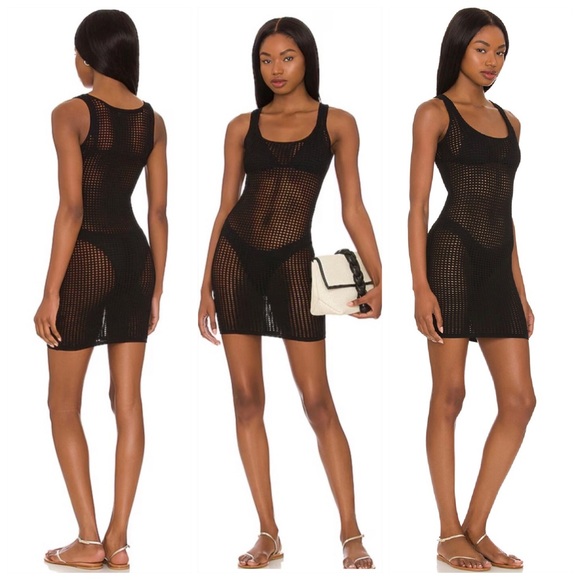 ▫️Revolve Superdown Talulah Knit Mini Dress Swim Cover-Up in Black L - Picture 1 of 11